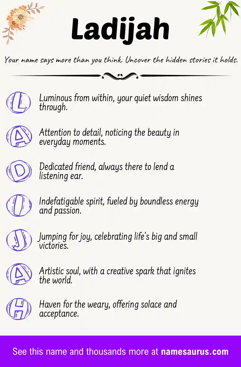 Acrostic poem about Ladijah.