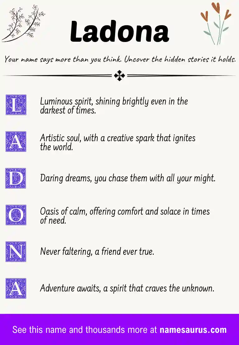 Acrostic poem about Ladona.