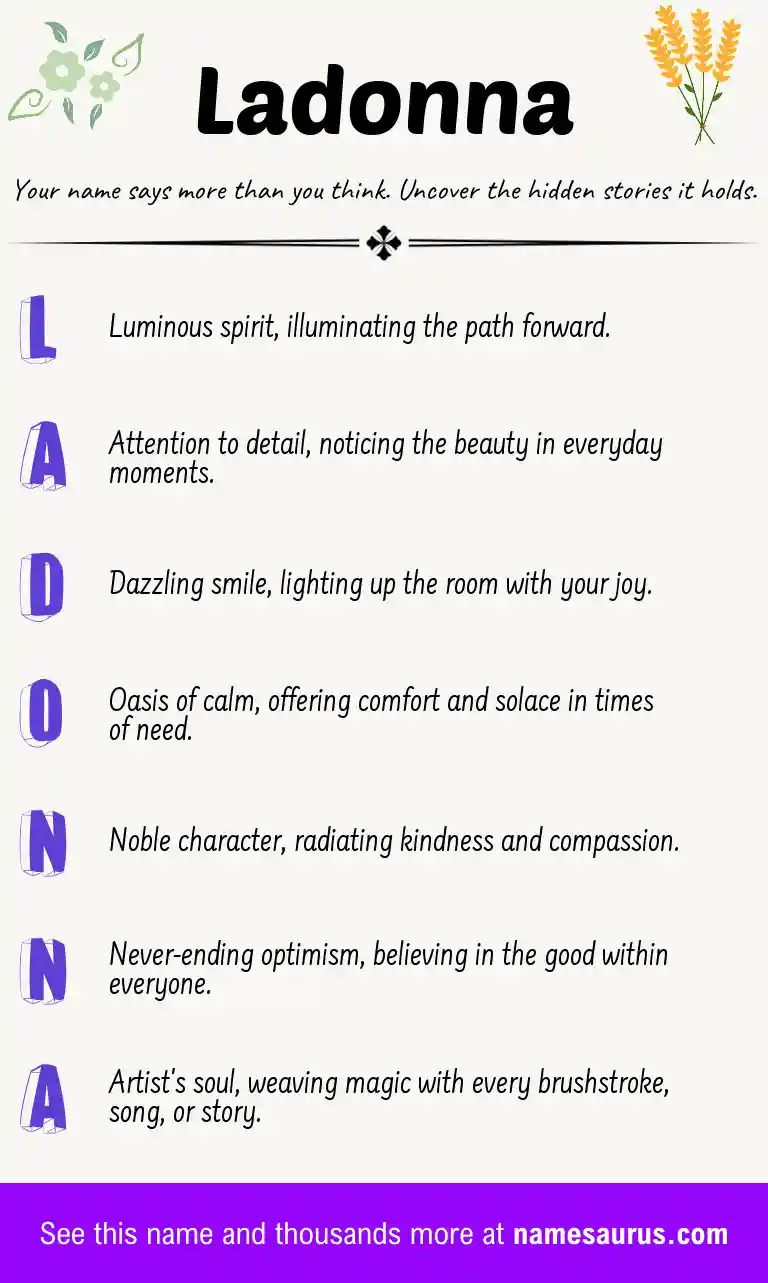 Acrostic poem about Ladonna.
