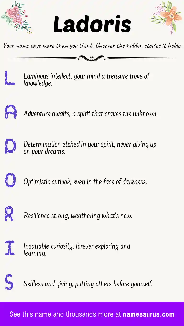 Acrostic poem about Ladoris.