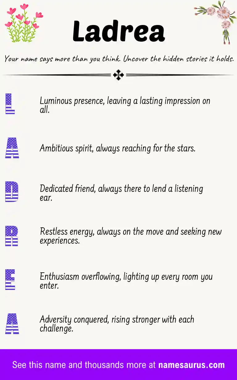 Acrostic poem about Ladrea.