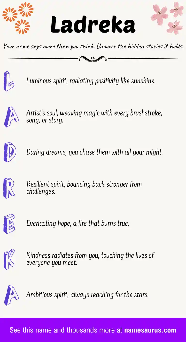Acrostic poem about Ladreka.