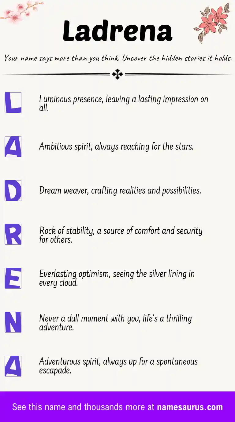 Acrostic poem about Ladrena.