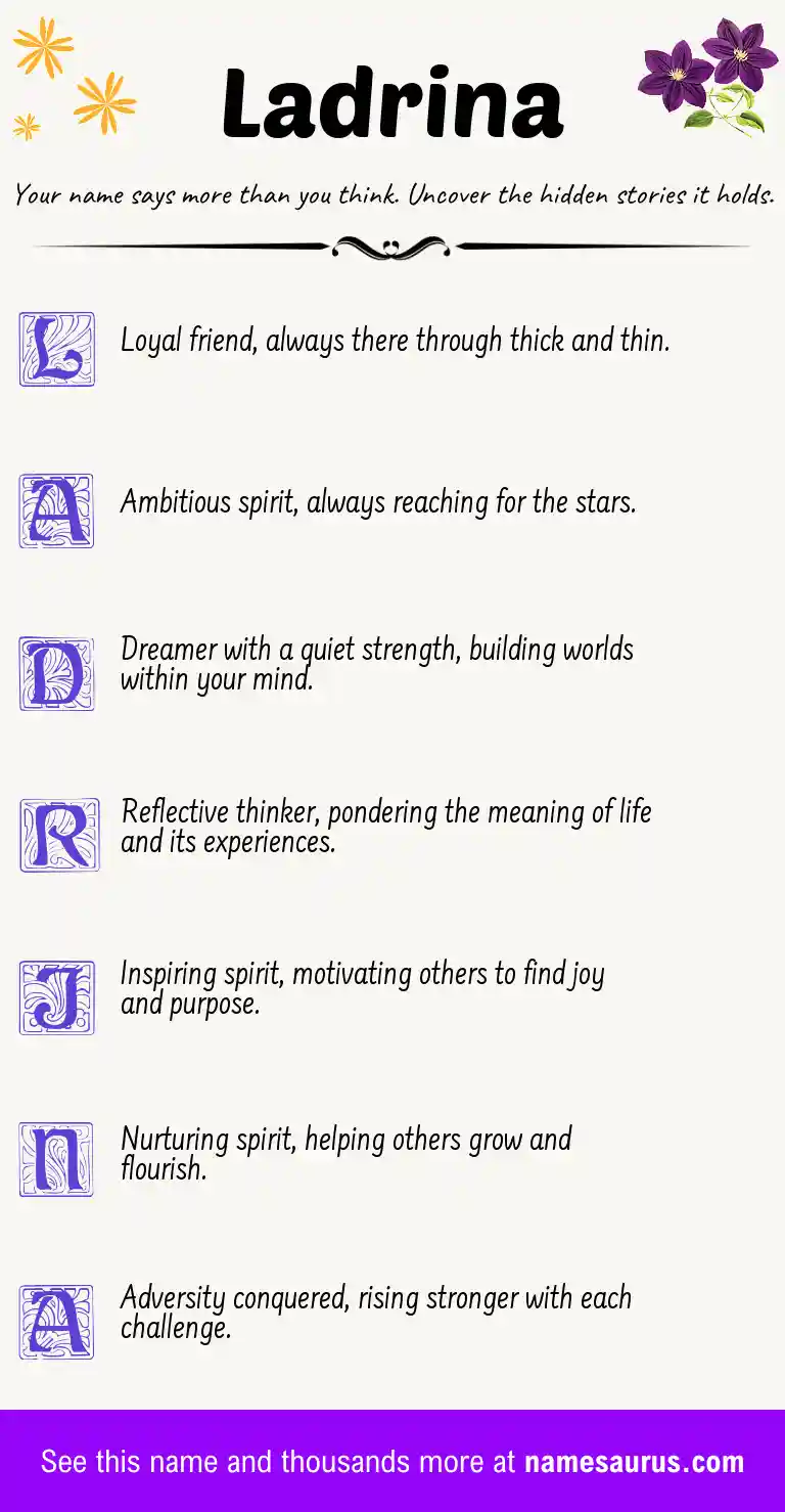 Acrostic poem about Ladrina.