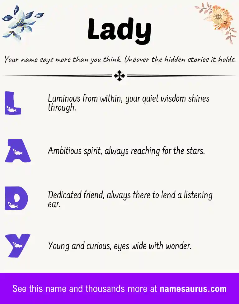 Acrostic poem about Lady.