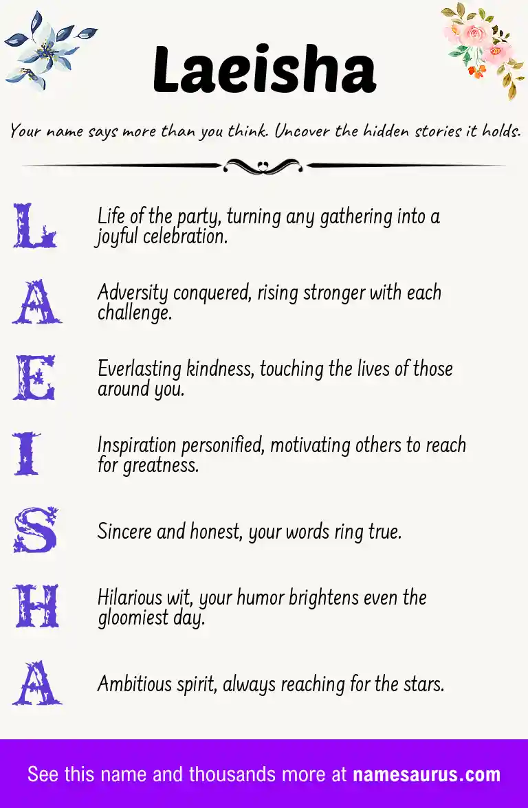 Acrostic poem about Laeisha.