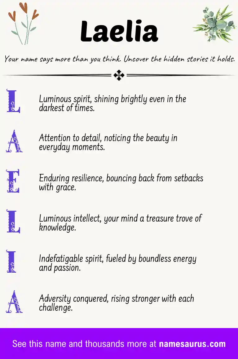 Acrostic poem about Laelia.
