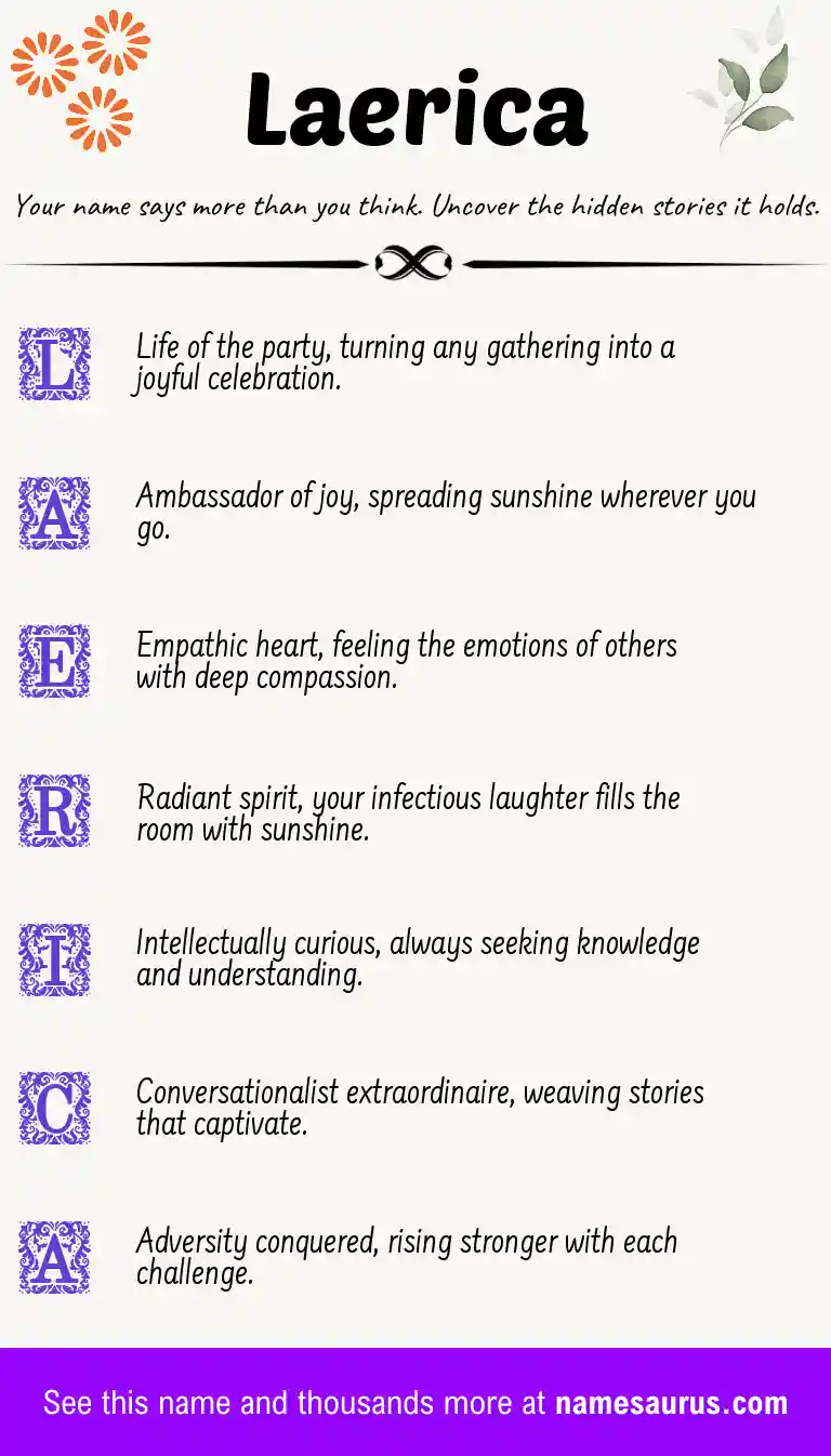 Acrostic poem about Laerica.