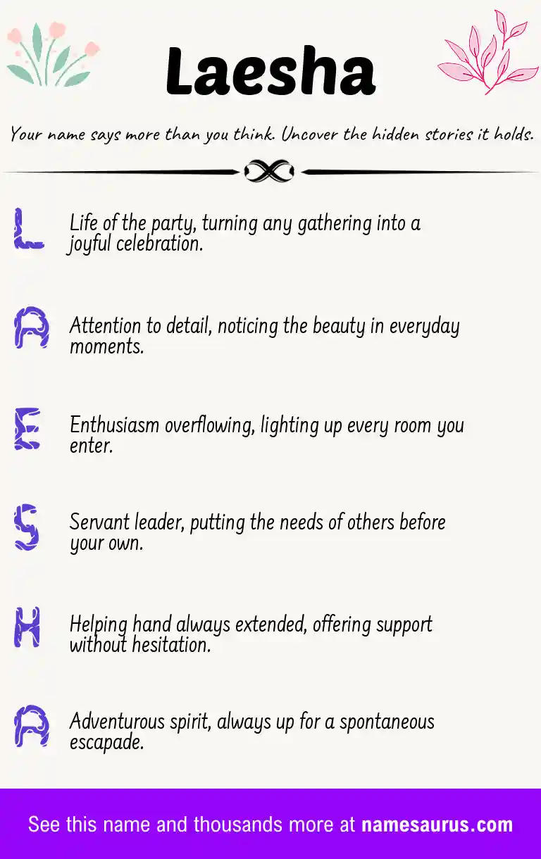 Acrostic poem about Laesha.