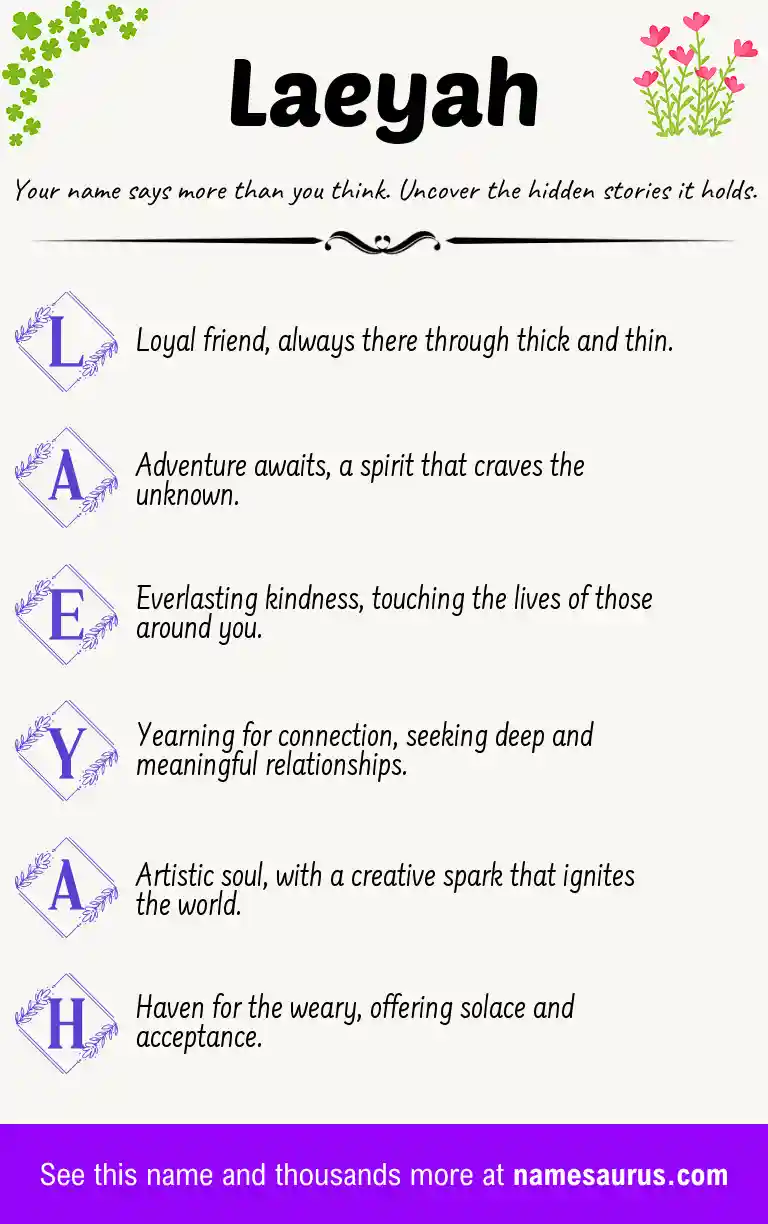 Acrostic poem about Laeyah.