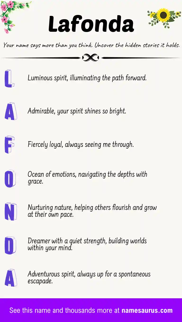 Acrostic poem about Lafonda.