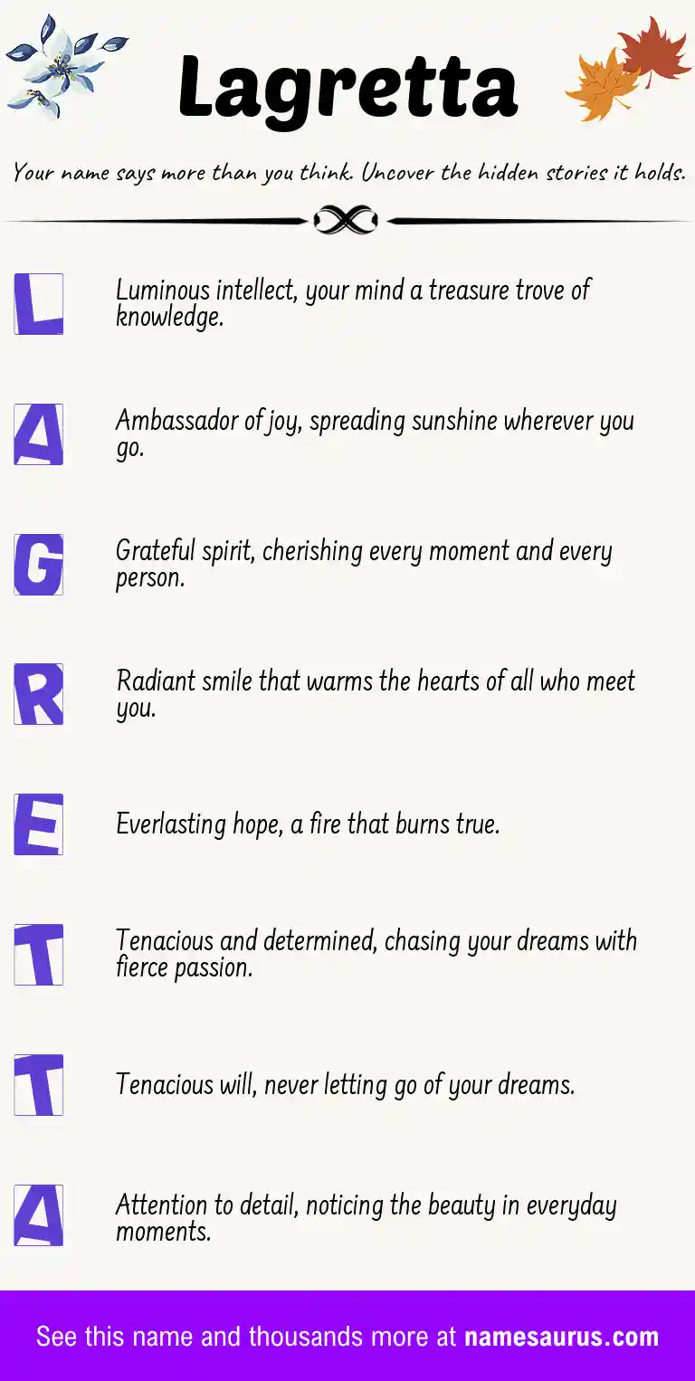 Acrostic poem about Lagretta.