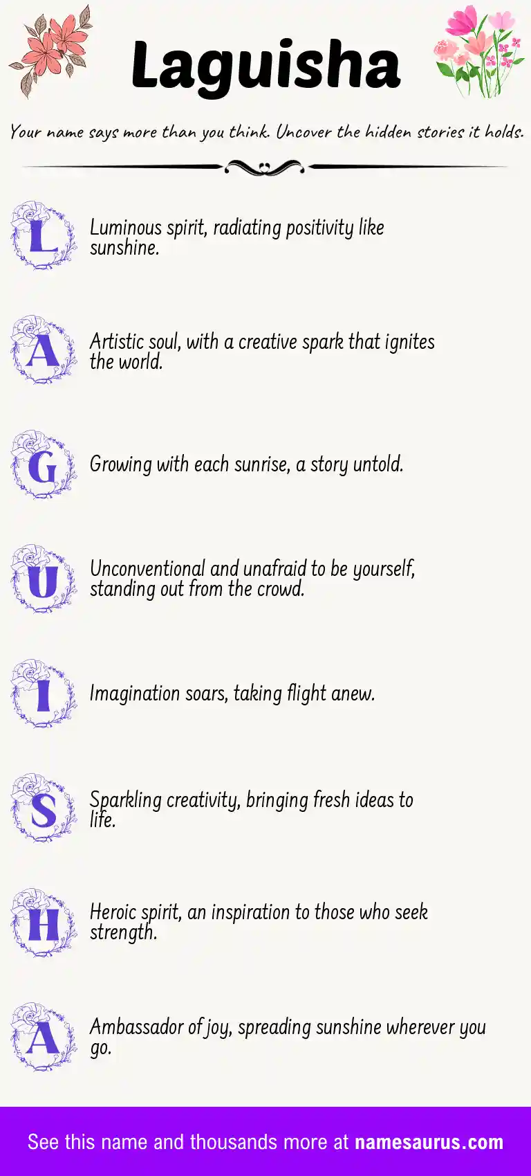 Acrostic poem about Laguisha.