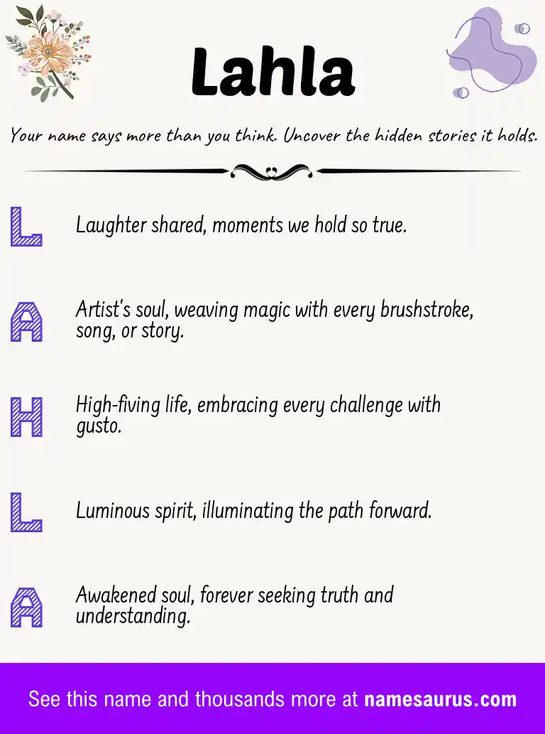 Acrostic poem about Lahla.