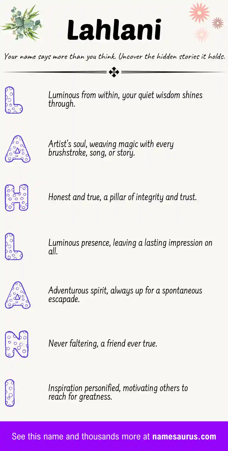Acrostic poem about Lahlani.