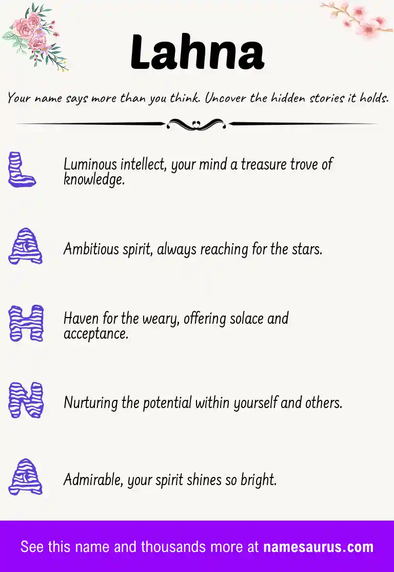 Acrostic poem about Lahna.