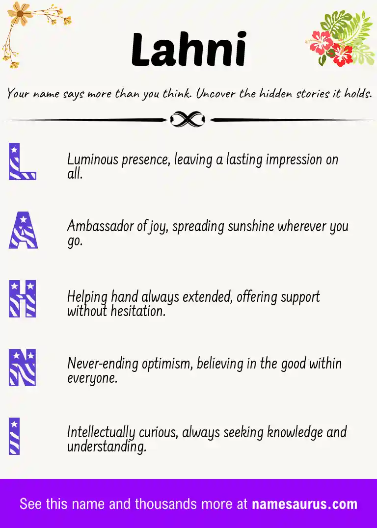 Acrostic poem about Lahni.