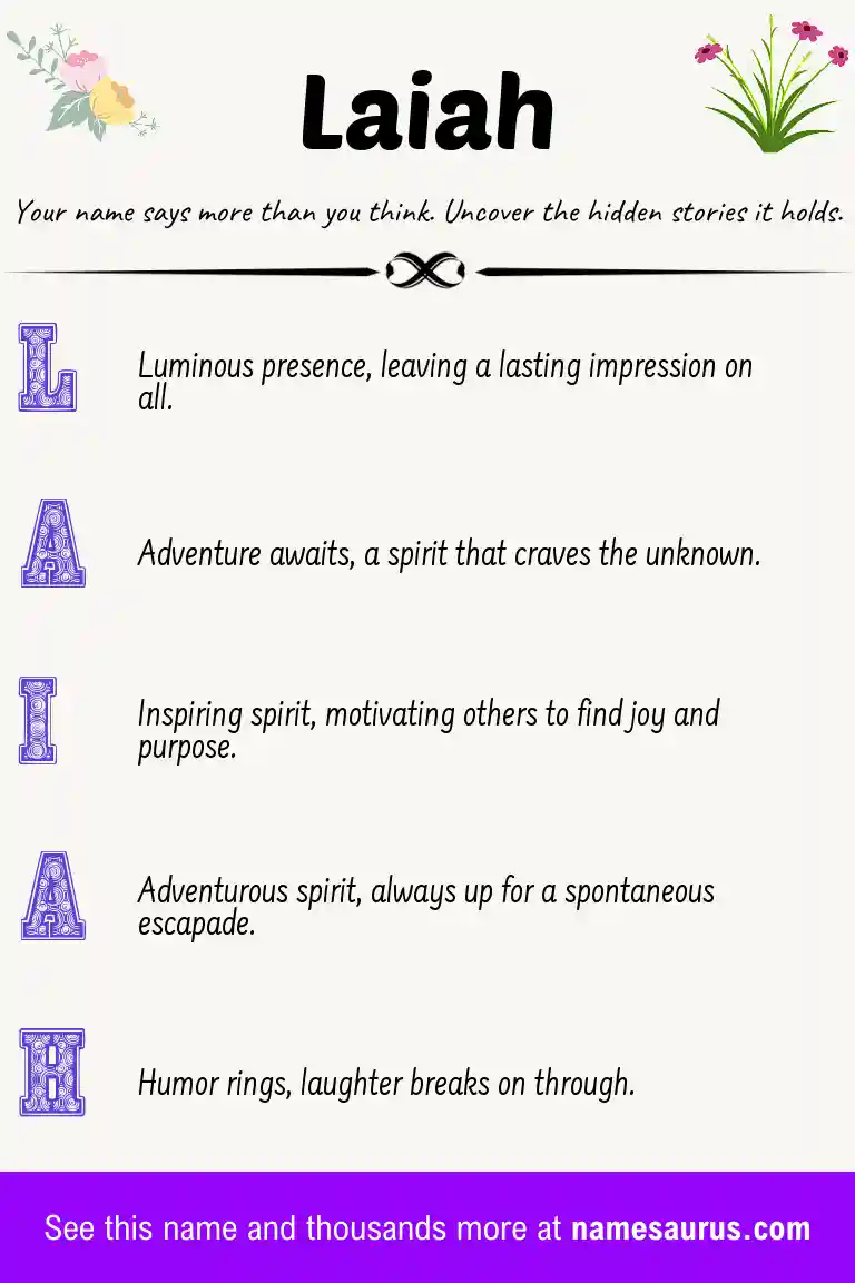 Acrostic poem about Laiah.