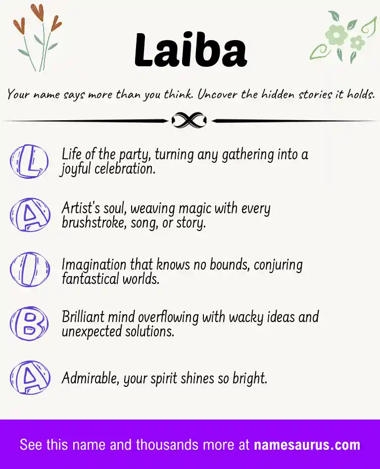 Acrostic poem about Laiba.