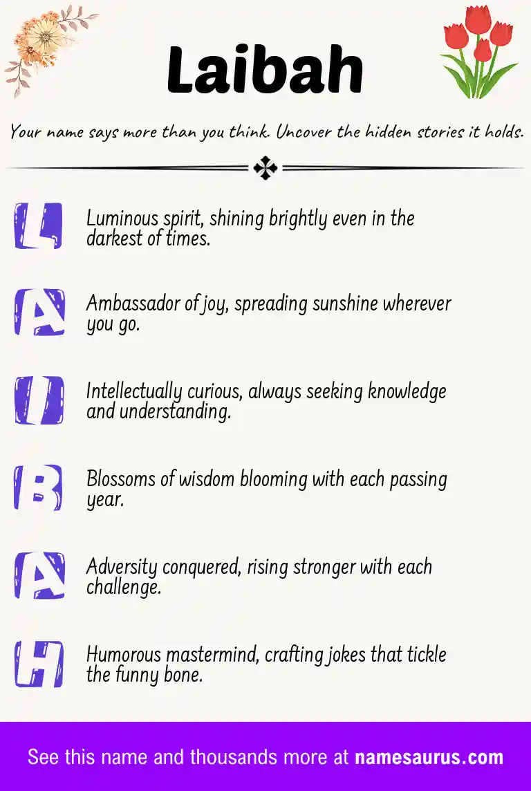 Acrostic poem about Laibah.