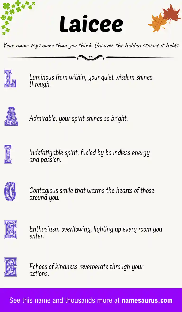 Acrostic poem about Laicee.