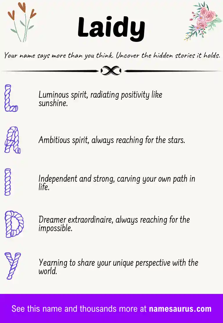 Acrostic poem about Laidy.