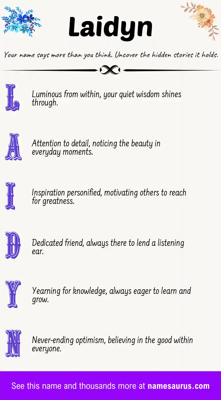 Acrostic poem about Laidyn.