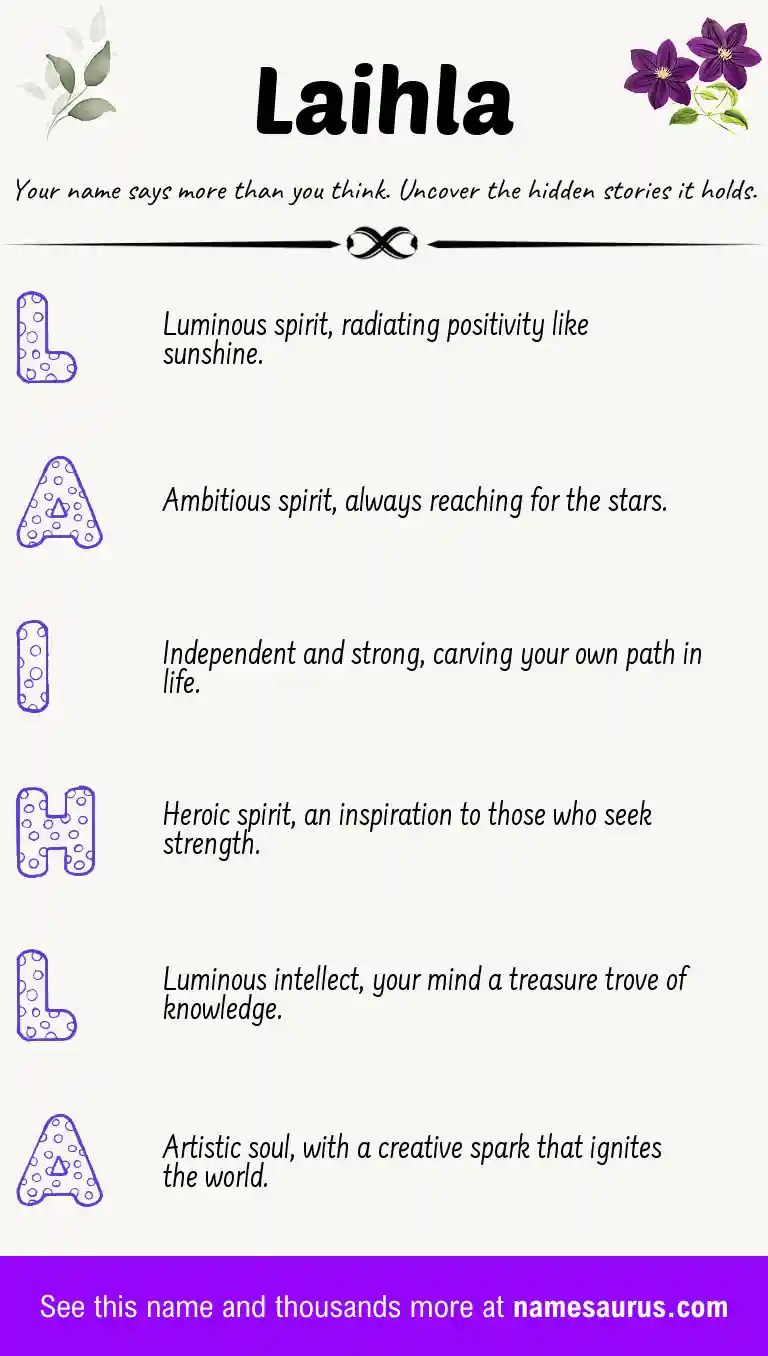 Acrostic poem about Laihla.