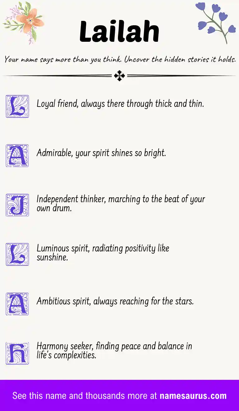 Acrostic poem about Lailah.