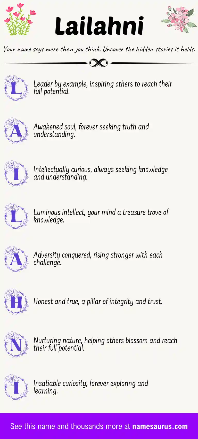 Acrostic poem about Lailahni.
