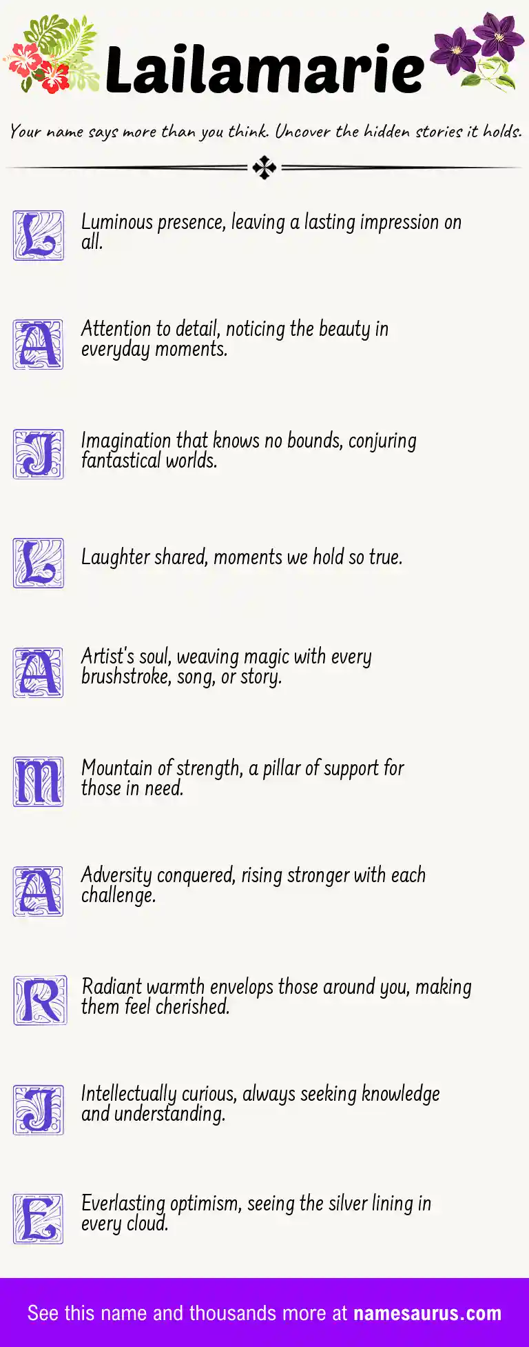 Acrostic poem about Lailamarie.
