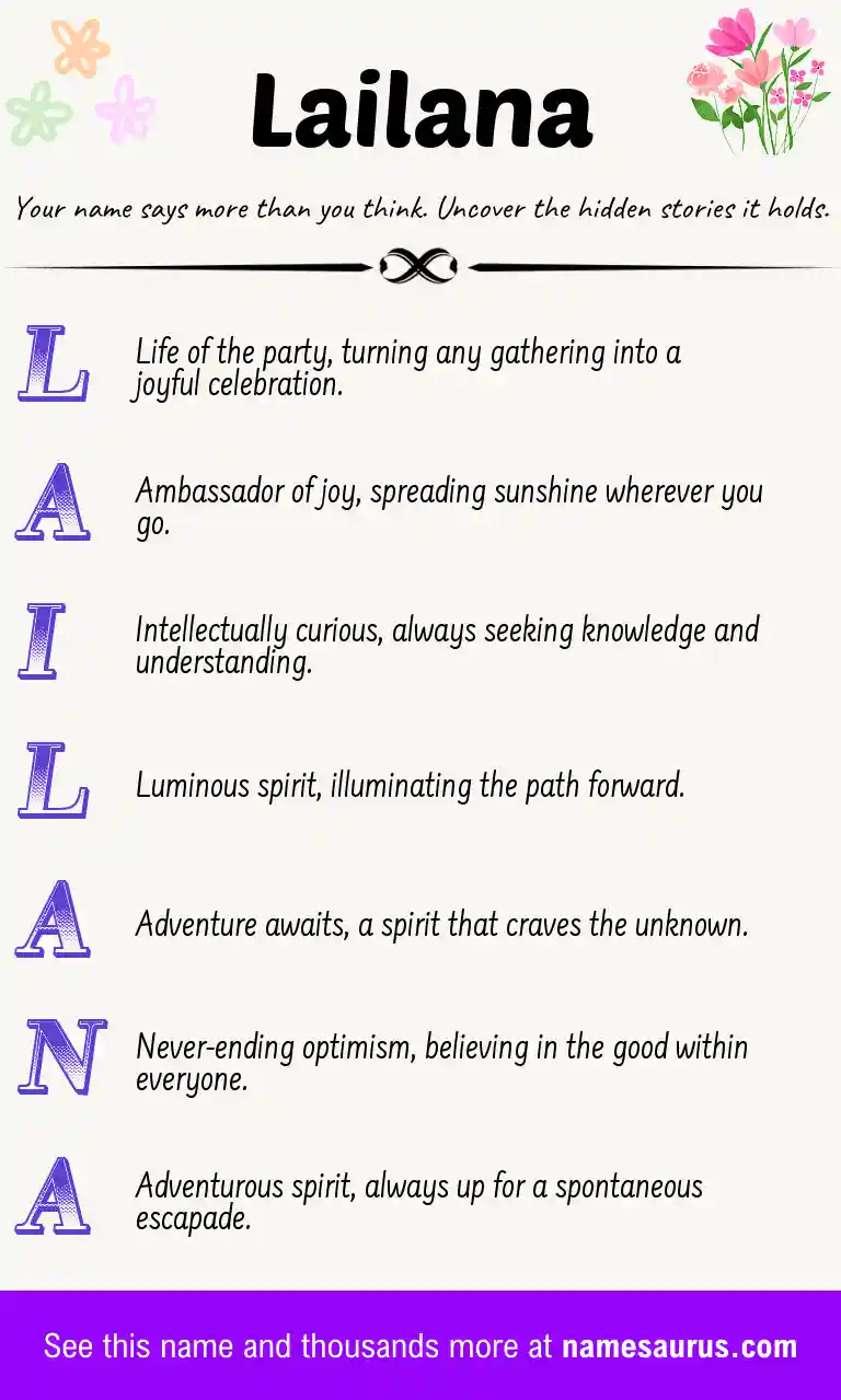 Acrostic poem about Lailana.