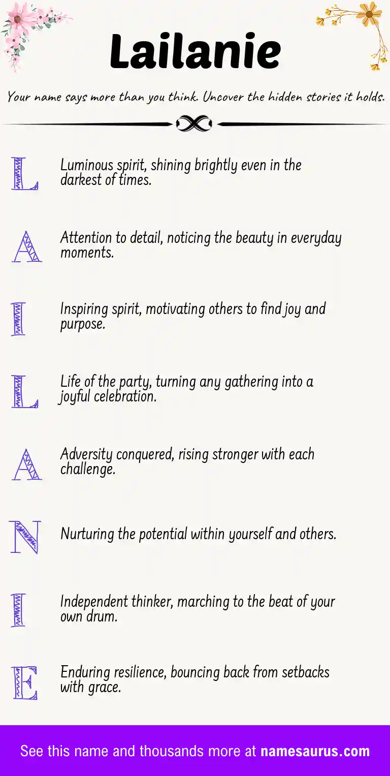 Acrostic poem about Lailanie.