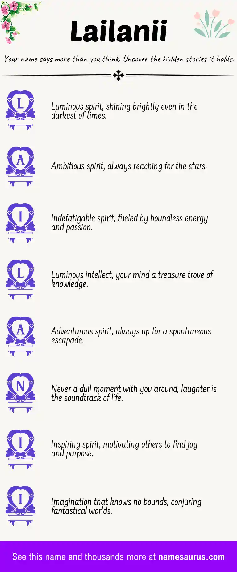 Acrostic poem about Lailanii.
