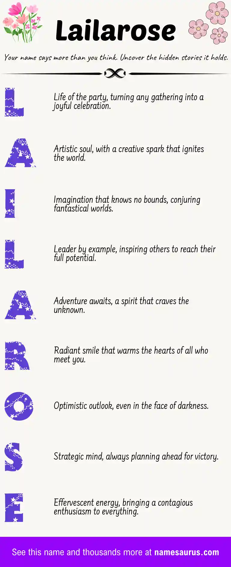 Acrostic poem about Lailarose.