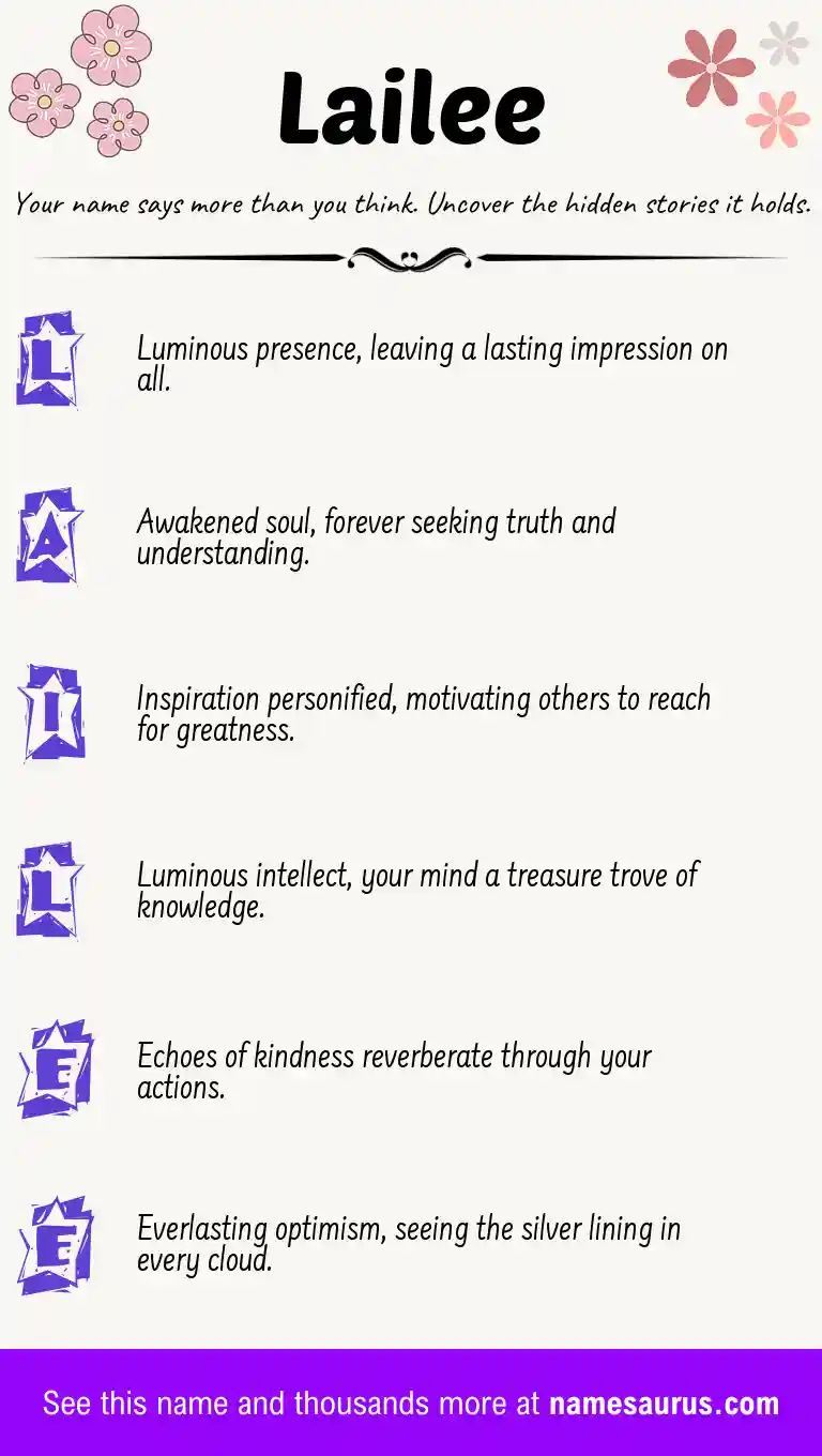 Acrostic poem about Lailee.