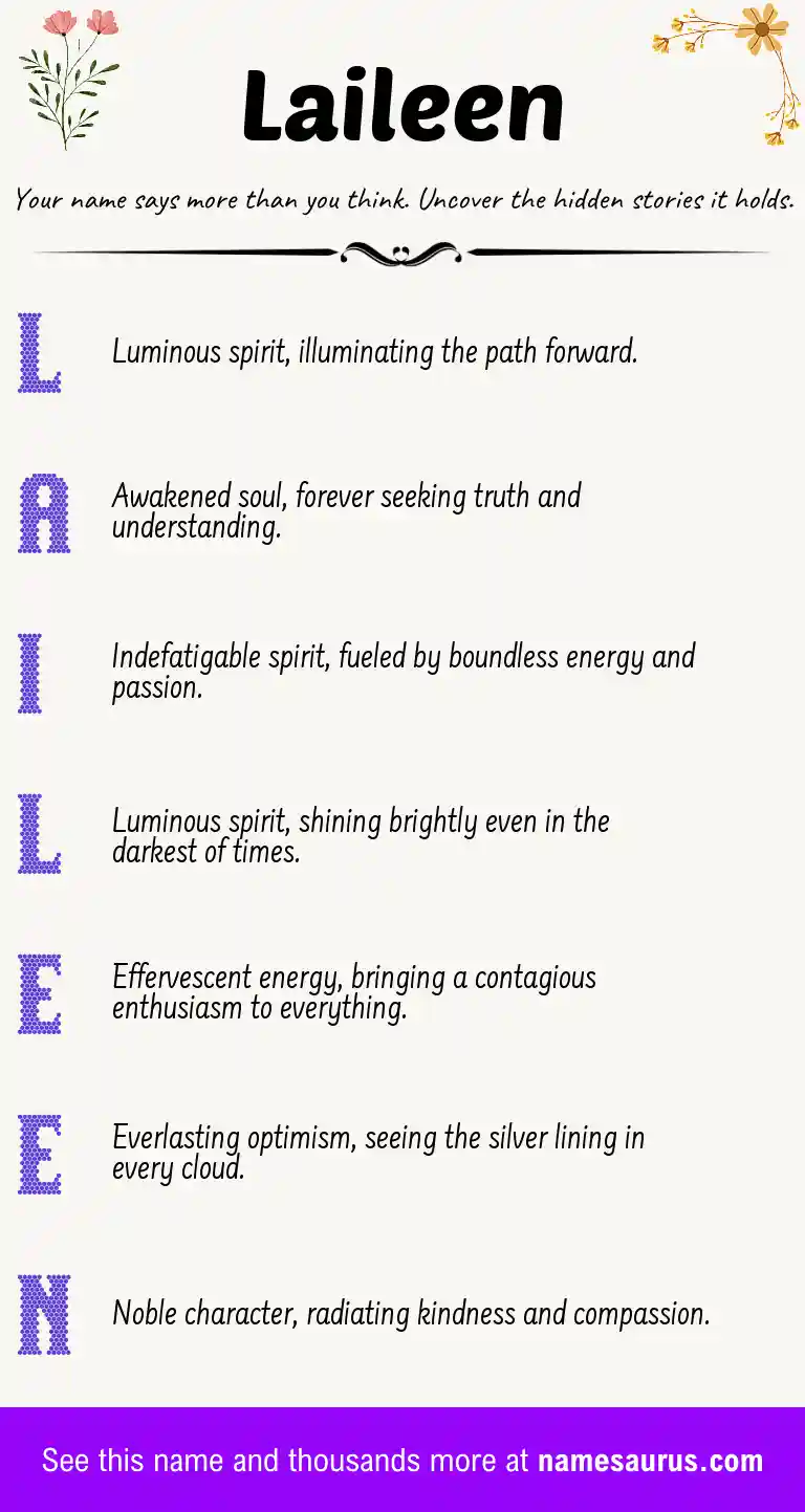 Acrostic poem about Laileen.