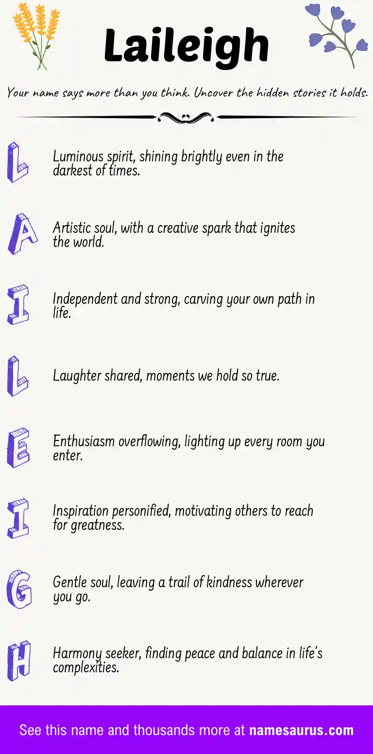 Acrostic poem about Laileigh.