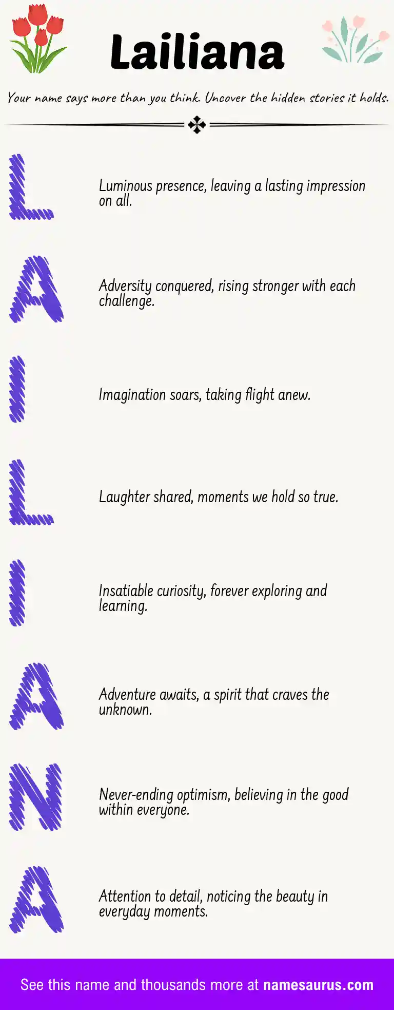 Acrostic poem about Lailiana.