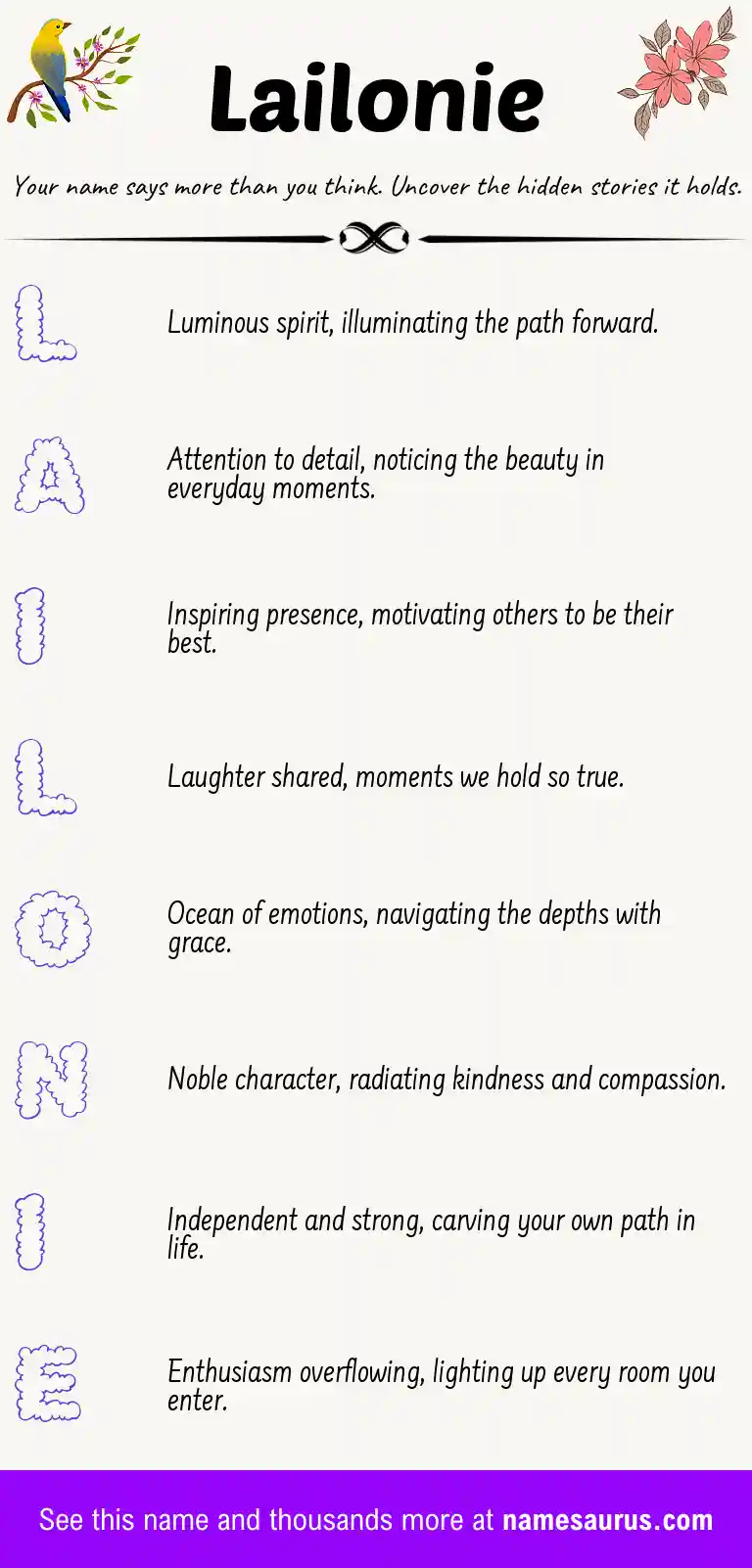 Acrostic poem about Lailonie.