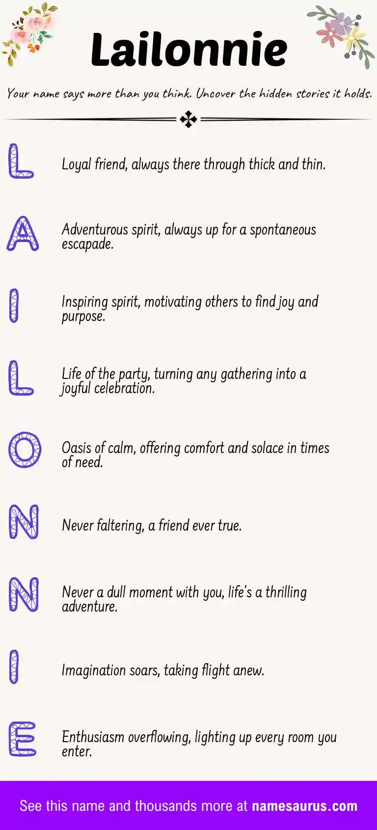 Acrostic poem about Lailonnie.