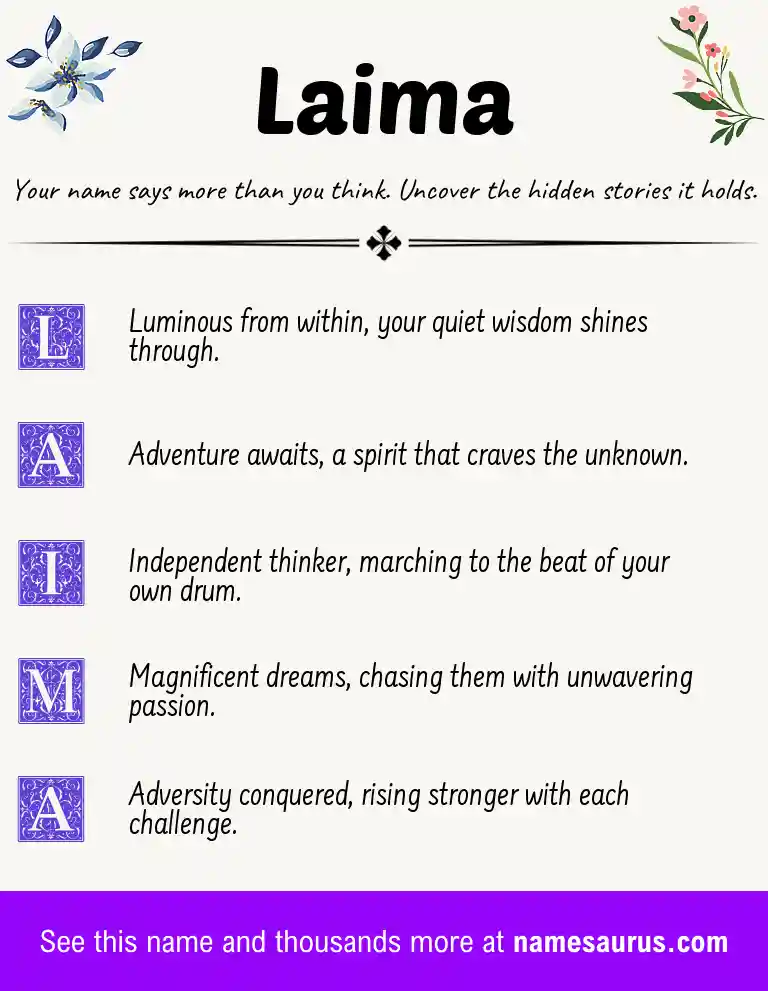 Acrostic poem about Laima.