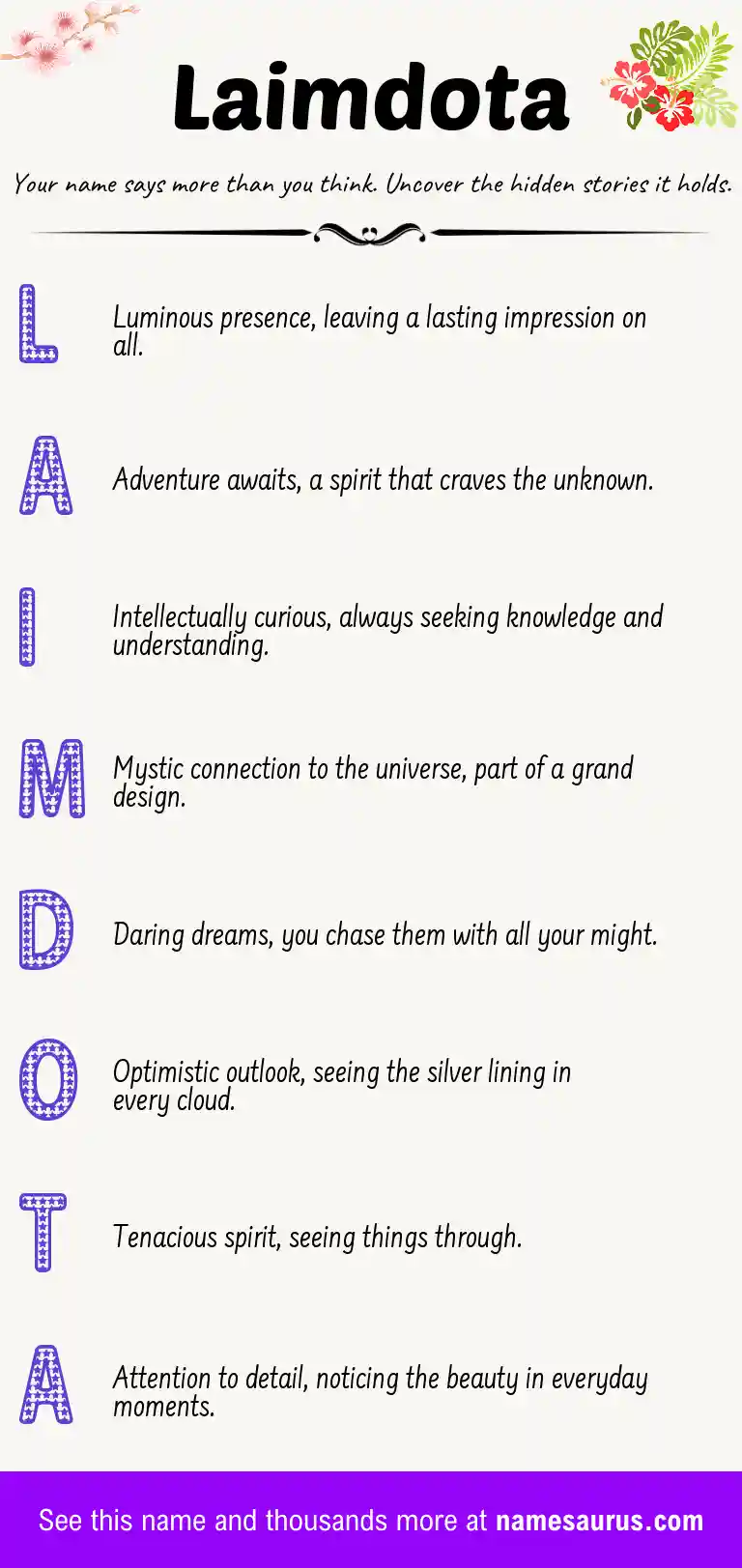 Acrostic poem about Laimdota.