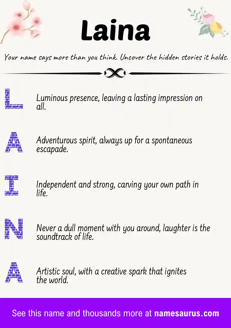 Acrostic poem about Laina.