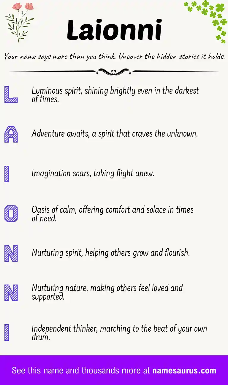 Acrostic poem about Laionni.