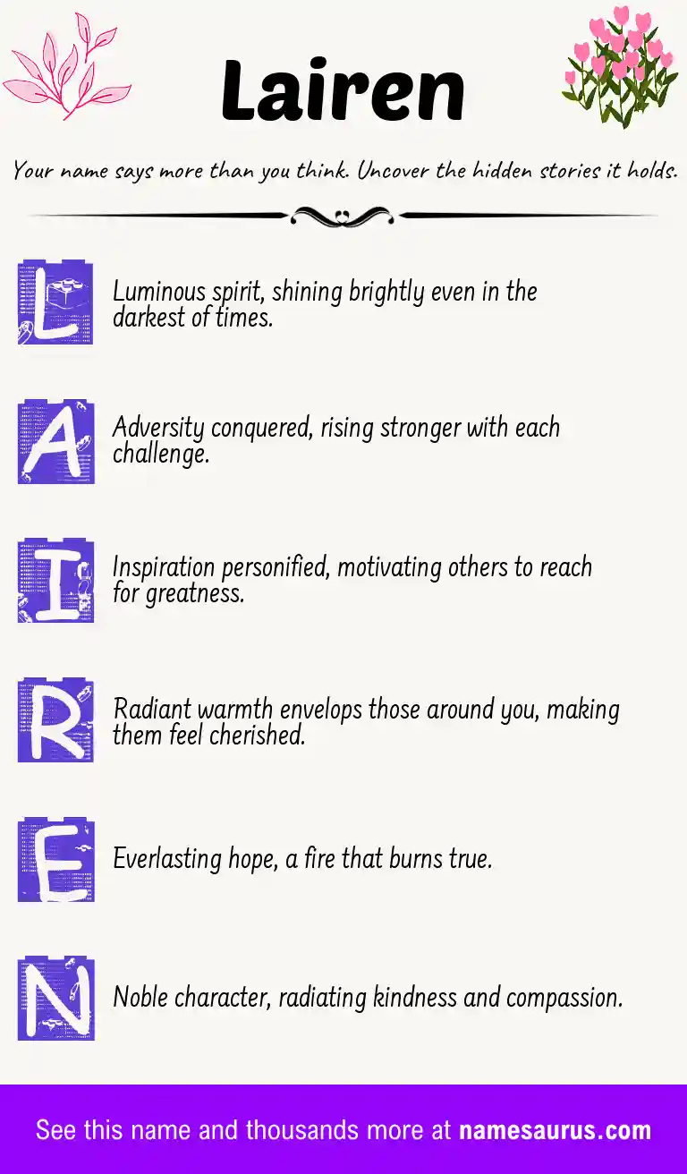 Acrostic poem about Lairen.