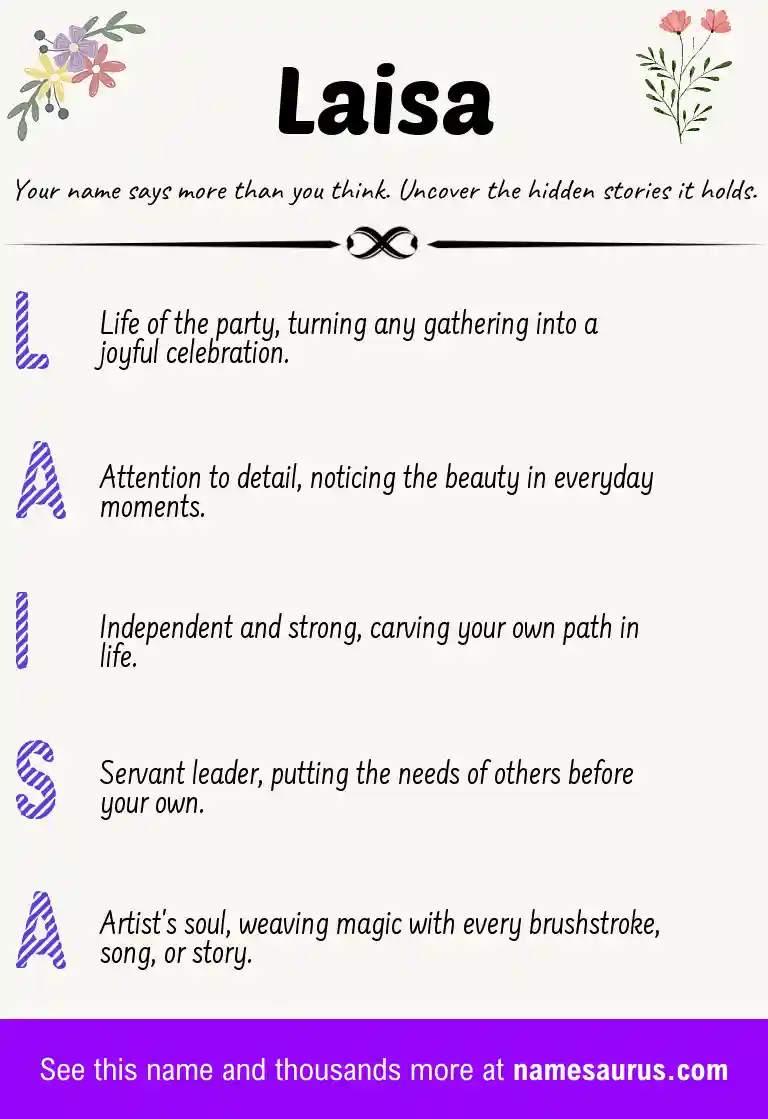 Acrostic poem about Laisa.