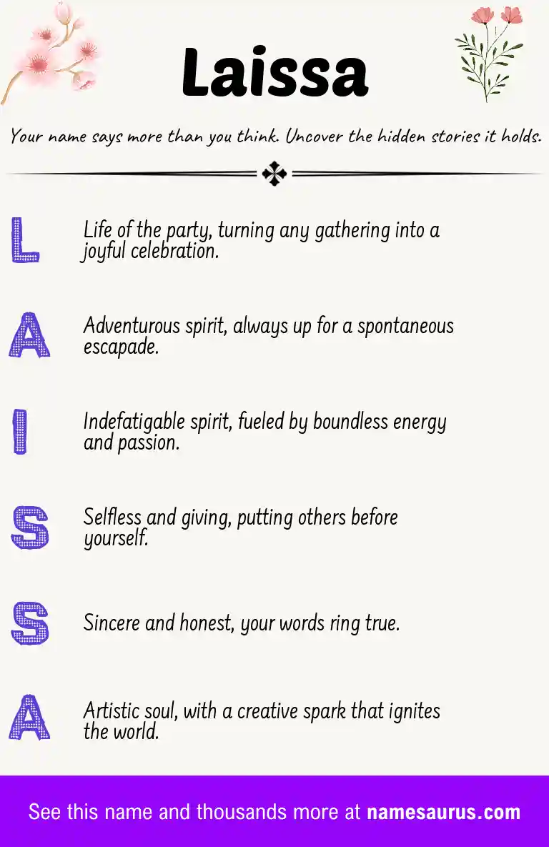 Acrostic poem about Laissa.