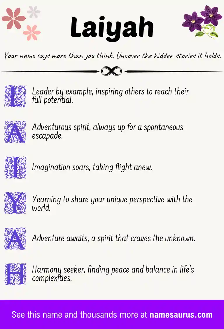 Acrostic poem about Laiyah.