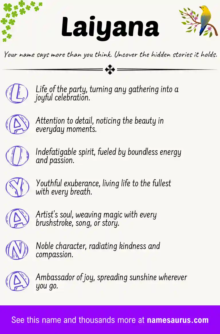 Acrostic poem about Laiyana.